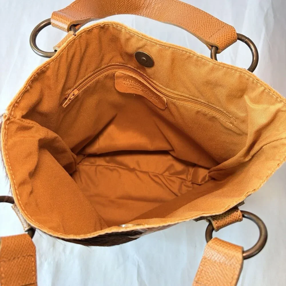 Maurizio Taiuti Hair-On Cowhide Leather Tote Handbag Purse Made in Italy